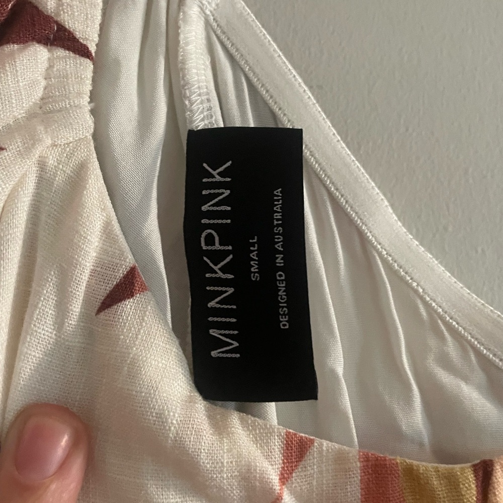 MINK PINK KALI ONE SHOULDER DRESS PINK/MULTI - Picture 5 of 6